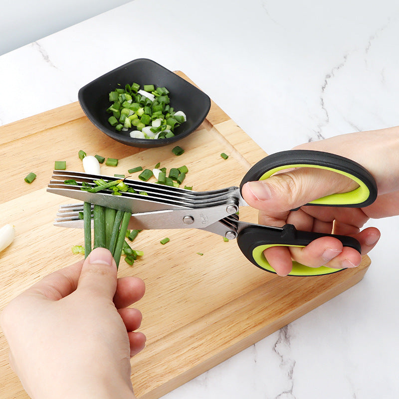 Five-layer Chopped Green Onion Scissors Stainless Steel Spices Herbs And Vegetables