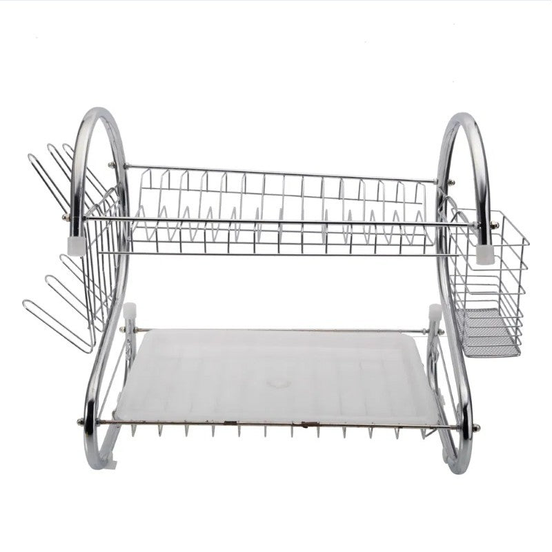 Double Layer Tableware Drying Rack Drain Stainless Steel Kitchen Utensil Rack