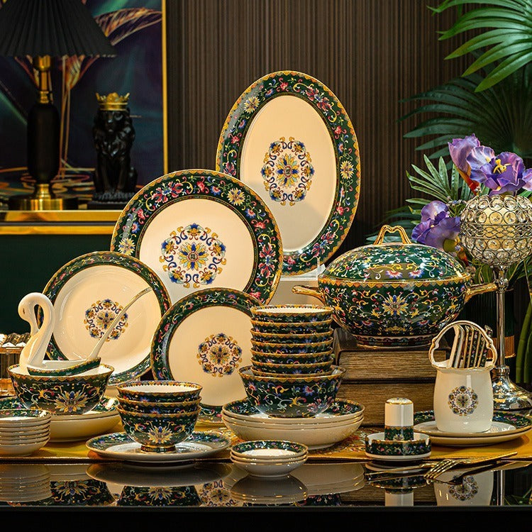 Household Style Enamel Bone China Tableware Set