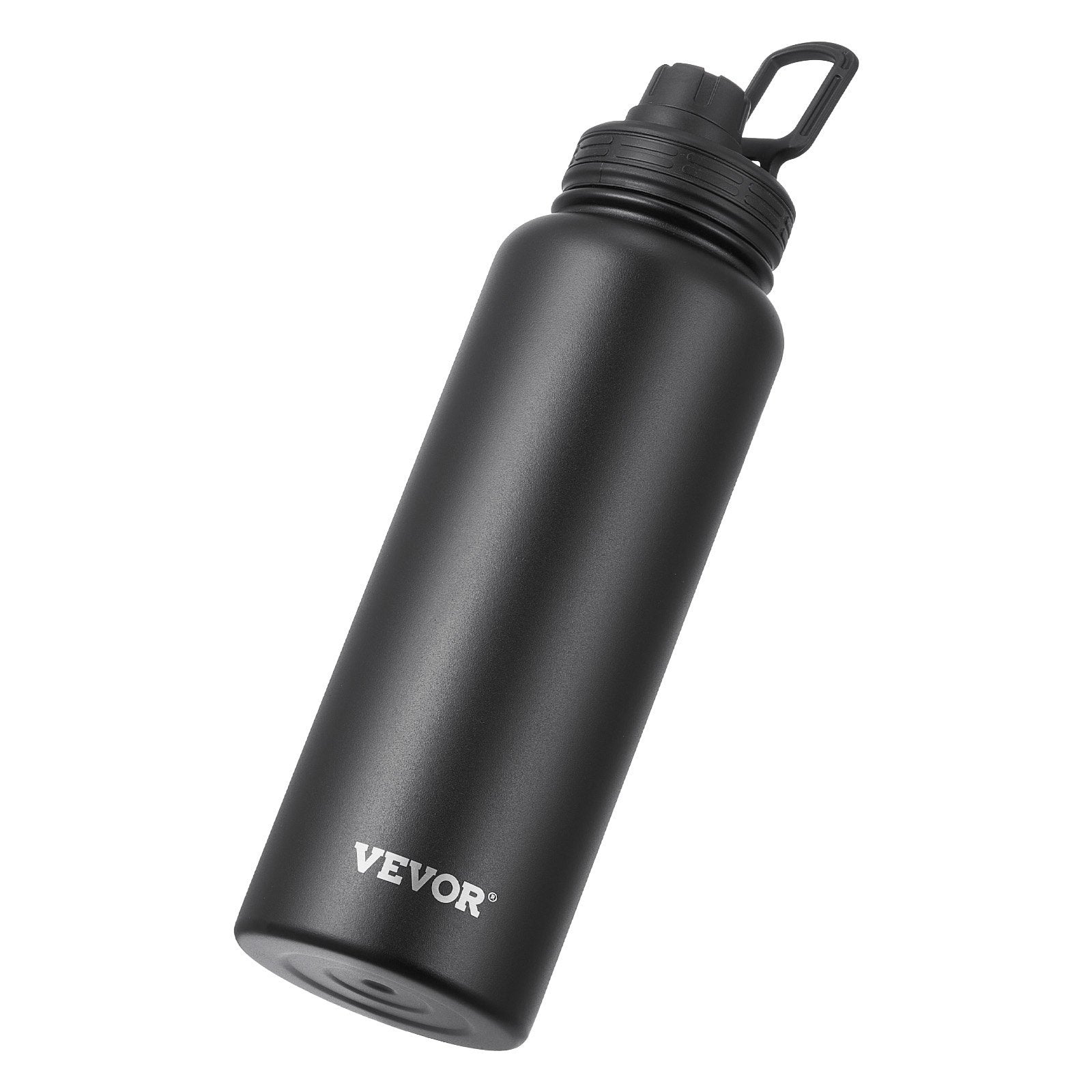 40 Oz Insulated Water Bottle Stainless Steel With Wide Mouth Lid Black