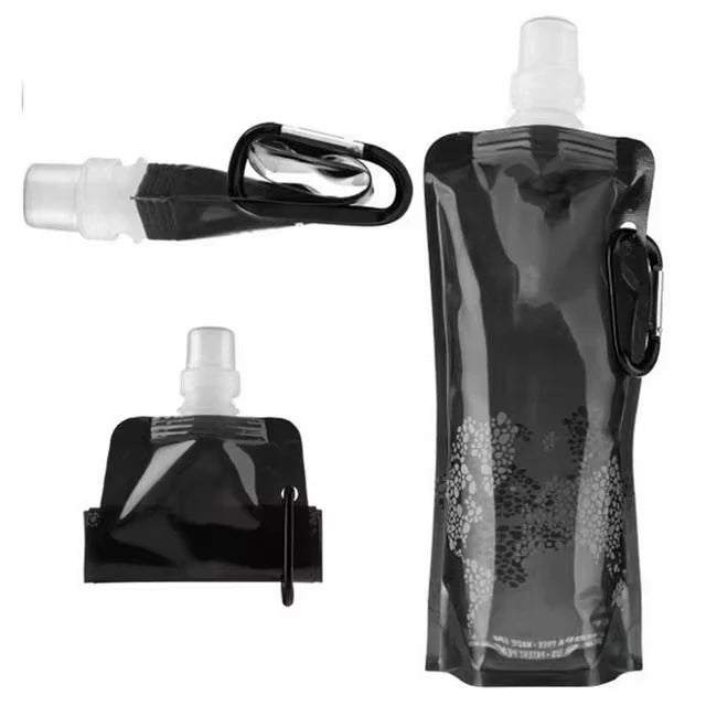 500ML Portable Ultralight Foldable Silicone Folding Water Bottle Water Bag Outdoor Sport Supplies Hiking Camping Soft Flask bag