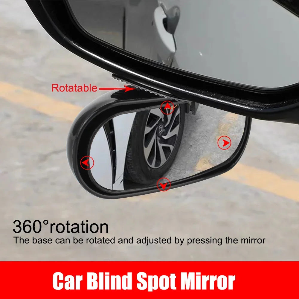 Universal Auto Auxiliary Mirror Wide Angle Side Rear View Blind Spot Eliminator 360 Adjustable Car Reverse Aid Driving Safety