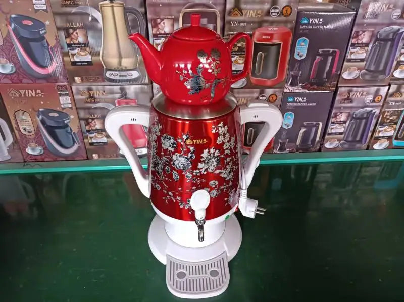 Samovar Turkish Pot Electric Kettle Set To Brew Black Tea