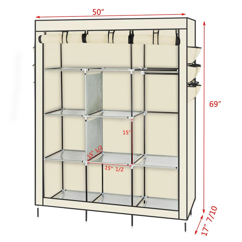 Ktaxon 69" Portable Closet Wardrobe Clothes Rack Storage Organizer & Shelf Home Cabinet
