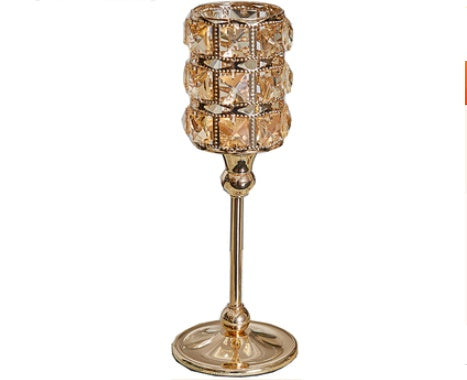 Feather Container Crystal Candle Holder Home Dining Table Candlelight Dinner