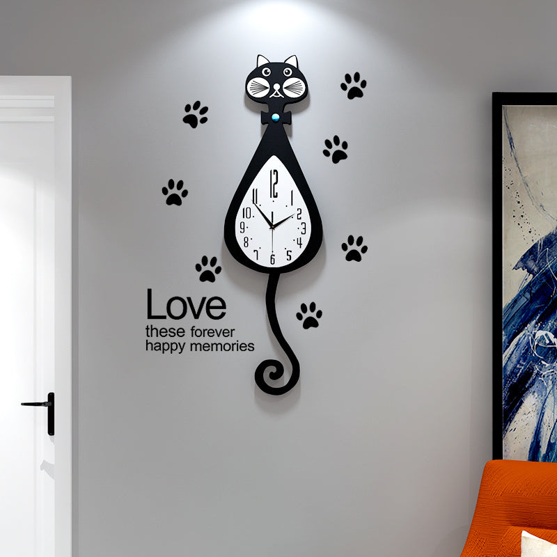 Cat Wagging Clock Clock Clock Personalized Cartoon Household Fashion Watch