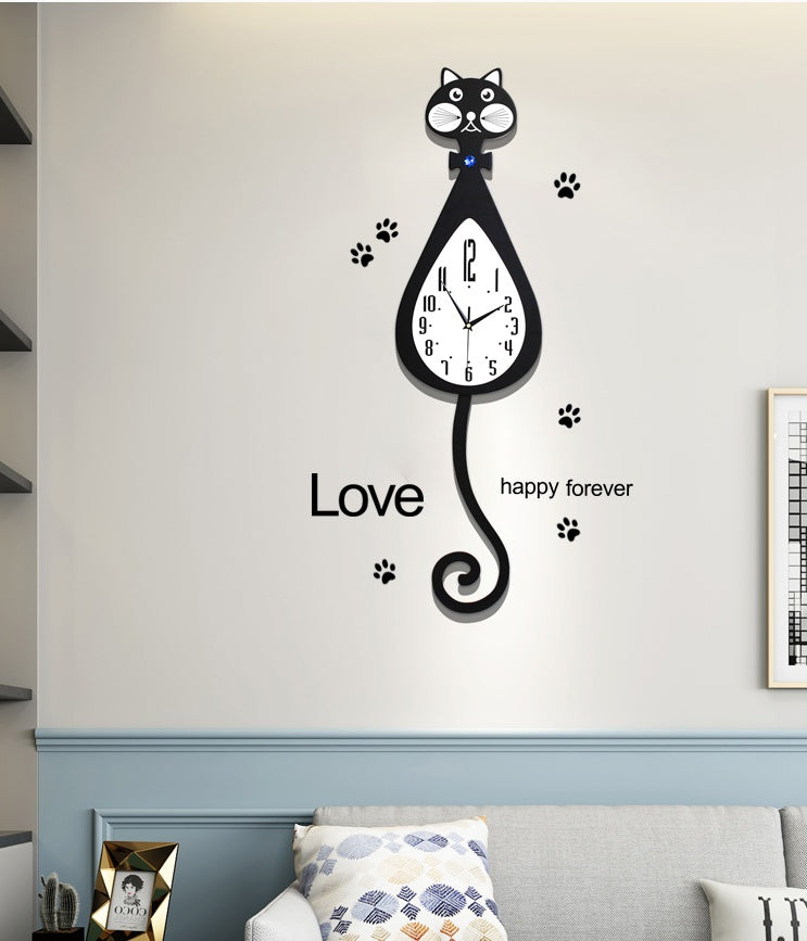 Cat Wagging Clock Clock Clock Personalized Cartoon Household Fashion Watch