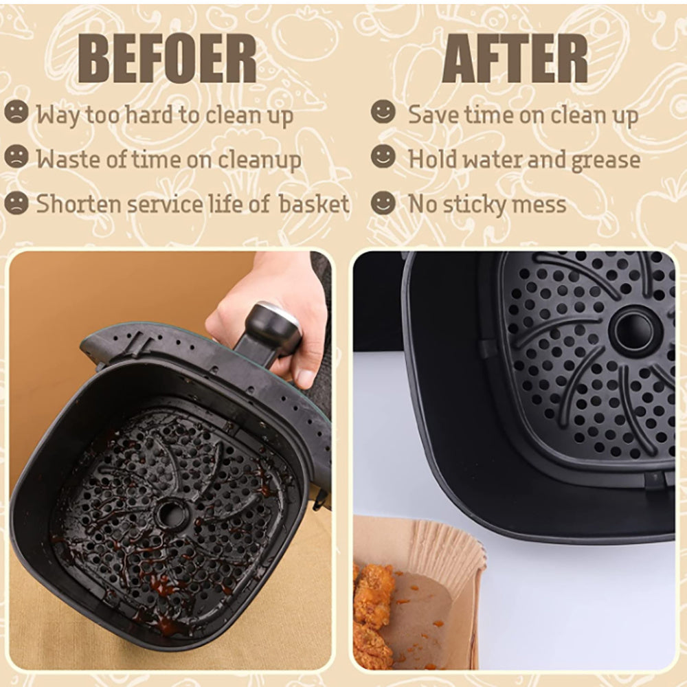 Air Fryer Disposable Paper Liners Non-Stick Air Fryer Paper Pads Oil Resistant Baking Paper